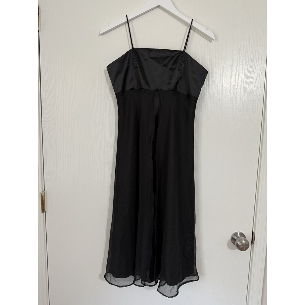 Milano Formals‎ 90s Black Slip Dress Size M Spaghetti Strap